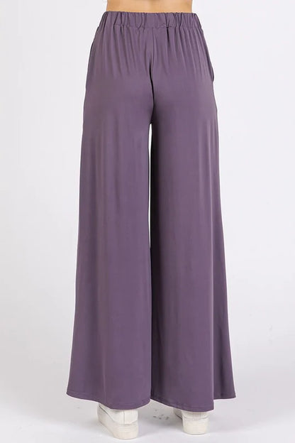 Mittoshop Yoga Air Stretch Elastic Waist Wide Leg Pants